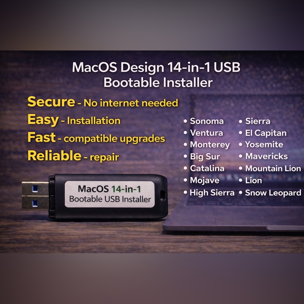 128GB USB 14-in-1 Apple MacOS bootable installer, upgrade/repair service